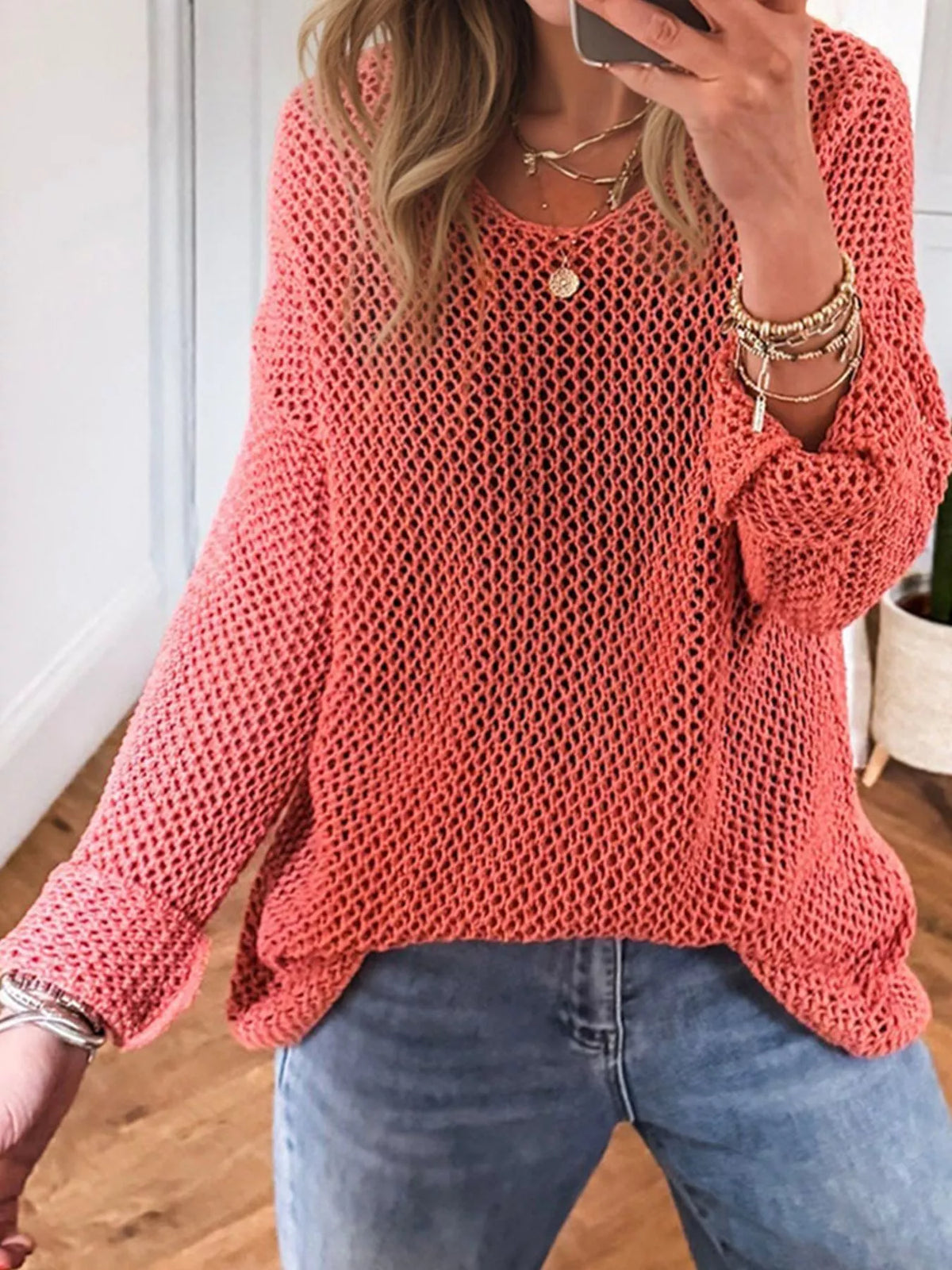 Crochet knit top sleeve detail