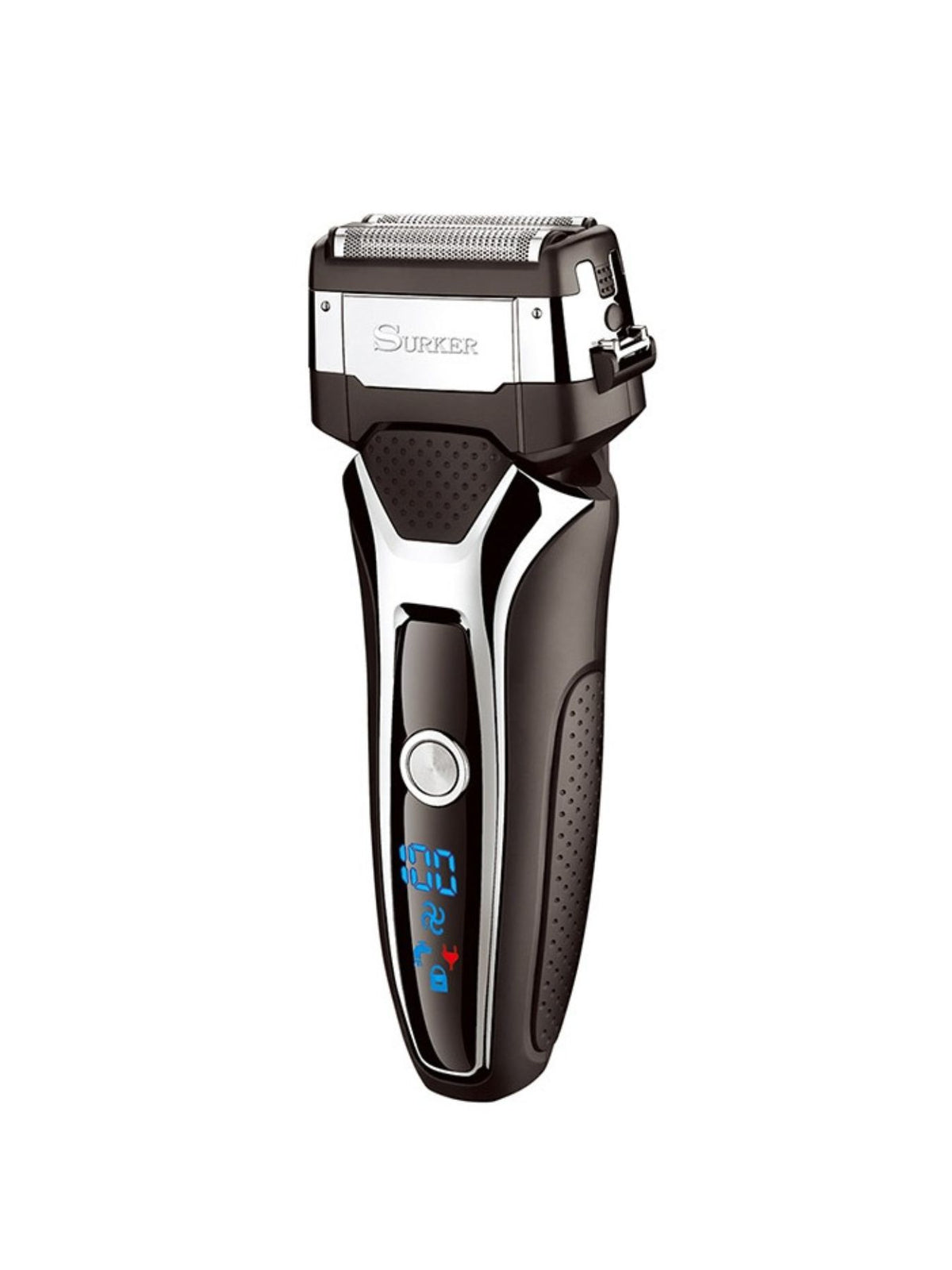 Rechargeable waterproof electric shaver in silver black