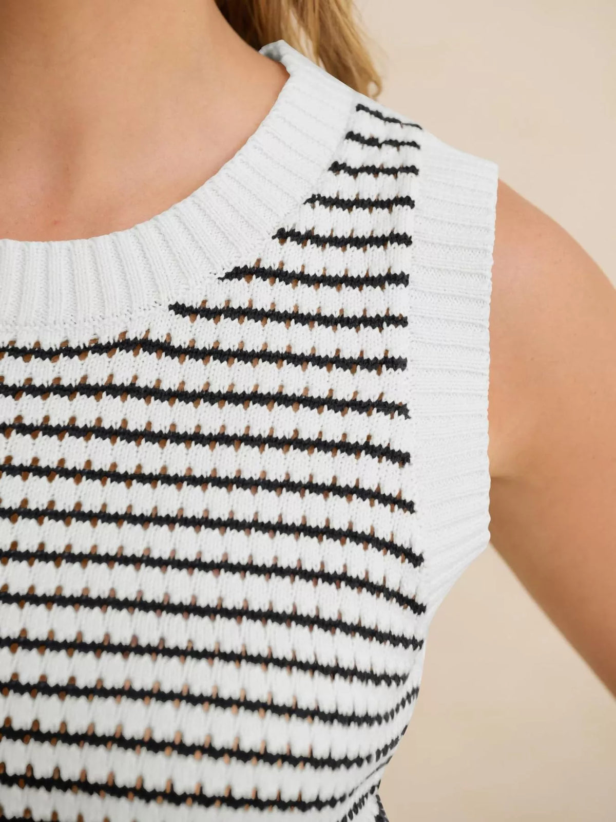 Ribbed Striped Knit Sweater Vest, view 14