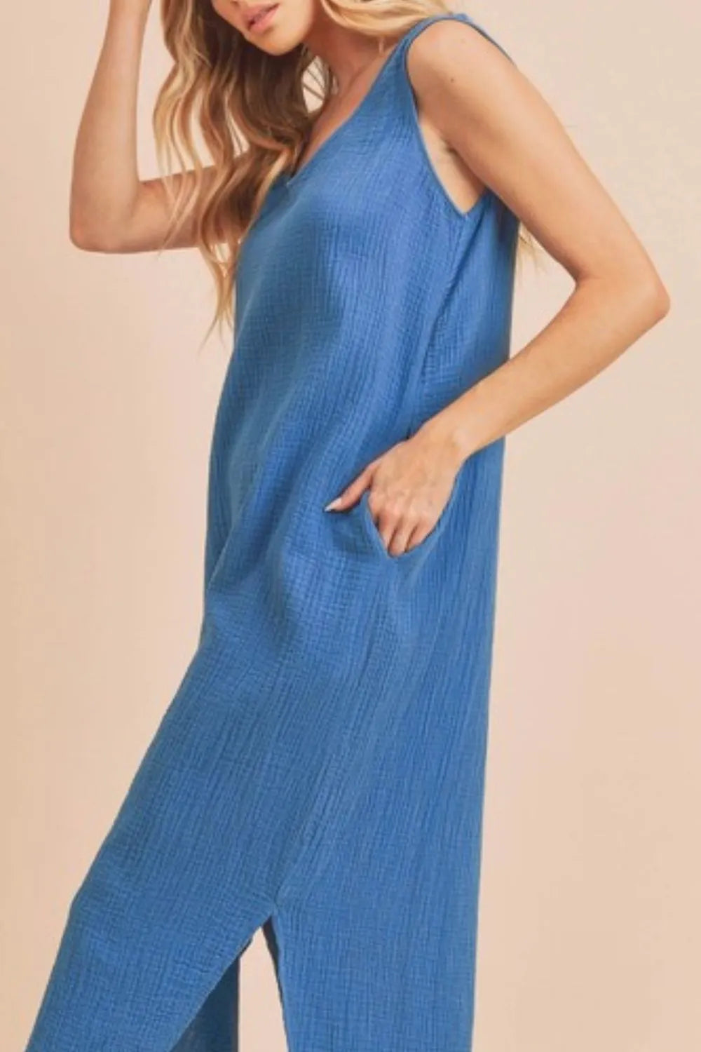 Sleeveless midi tank dress back view