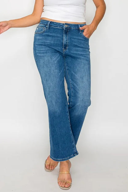 bytos Full Size Cat's Whiskers Mid Rise Ankle Jeans - Fashorio