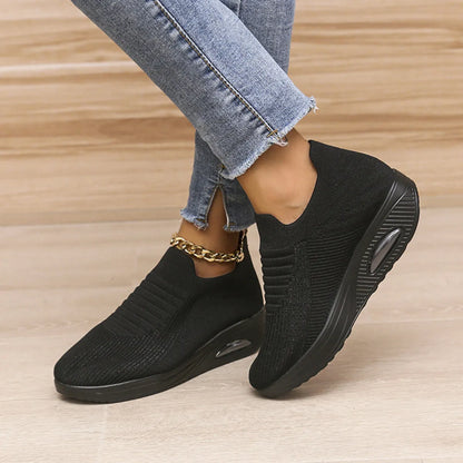 Breathable Mesh Wedge Sneakers - Fashorio