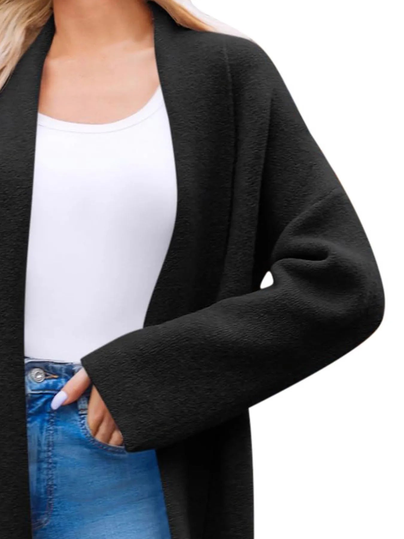 Open Front Longline Coat - Fashorio