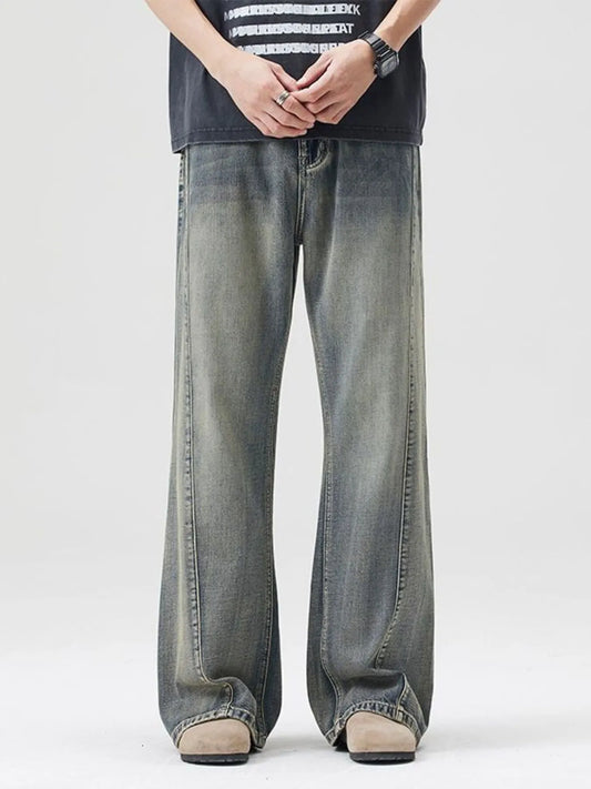 Men's Full Size Wide Leg Jeans Plus Size Vintage Blue - Fashorio