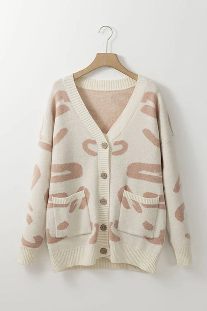Leopard V Neck Button Down Cardigan - Fashorio