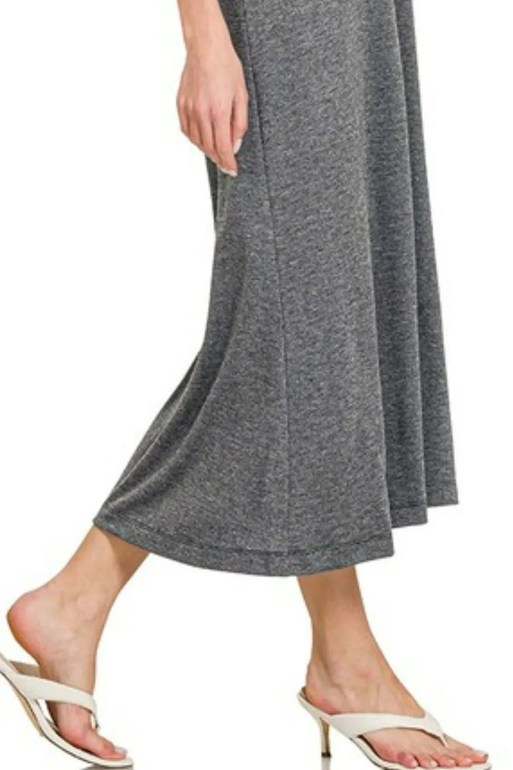French Terry Twist Strap Midi Dress in Black side view