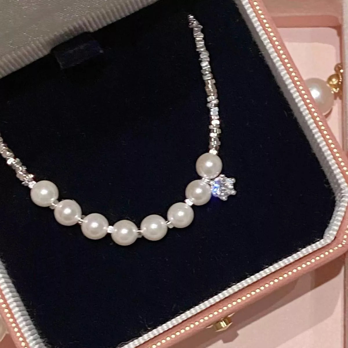 Sterling silver pearl bracelet styled view