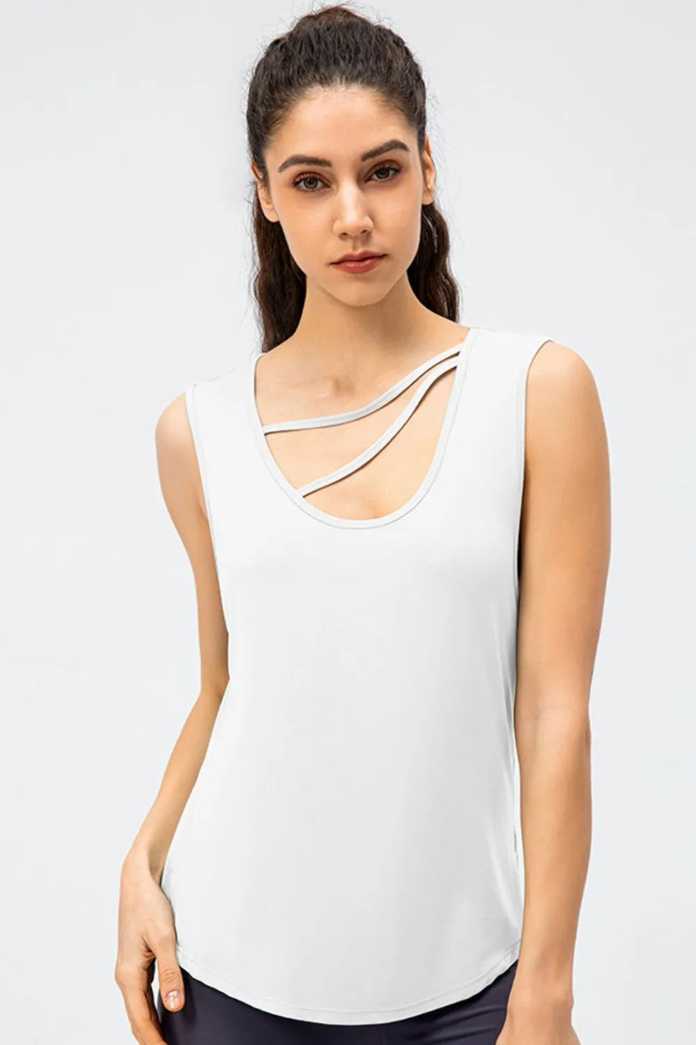 Cutout Reversible Active Tank White - Fashorio