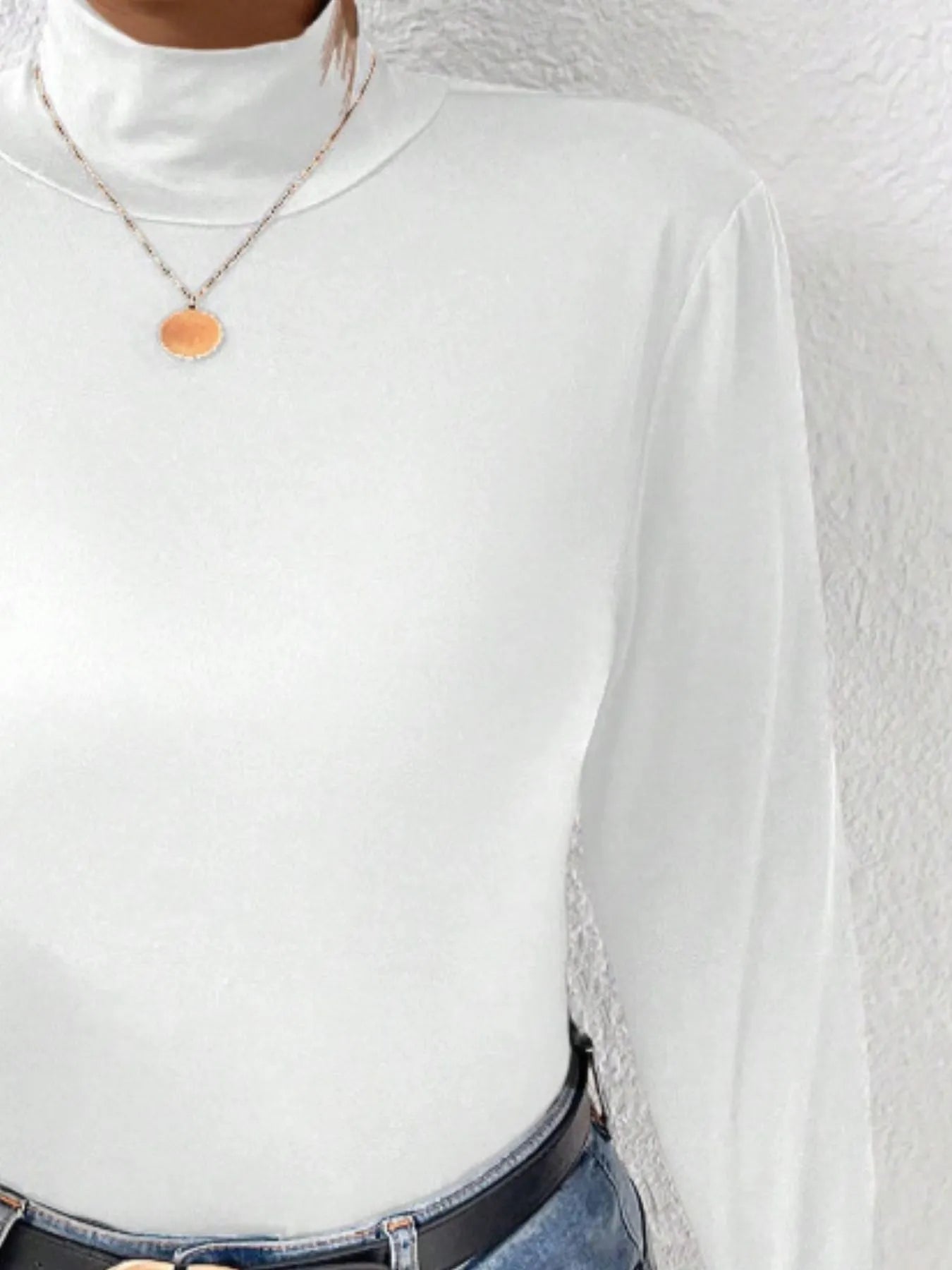 Plus Size Long Sleeve Fitted Turtleneck T-Shirt - Fashorio