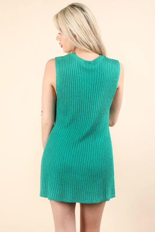 VERY J Slit Round Neck Top and Shorts Sweater Set - Fashorio