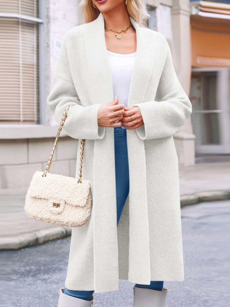 Open front longline coat front view