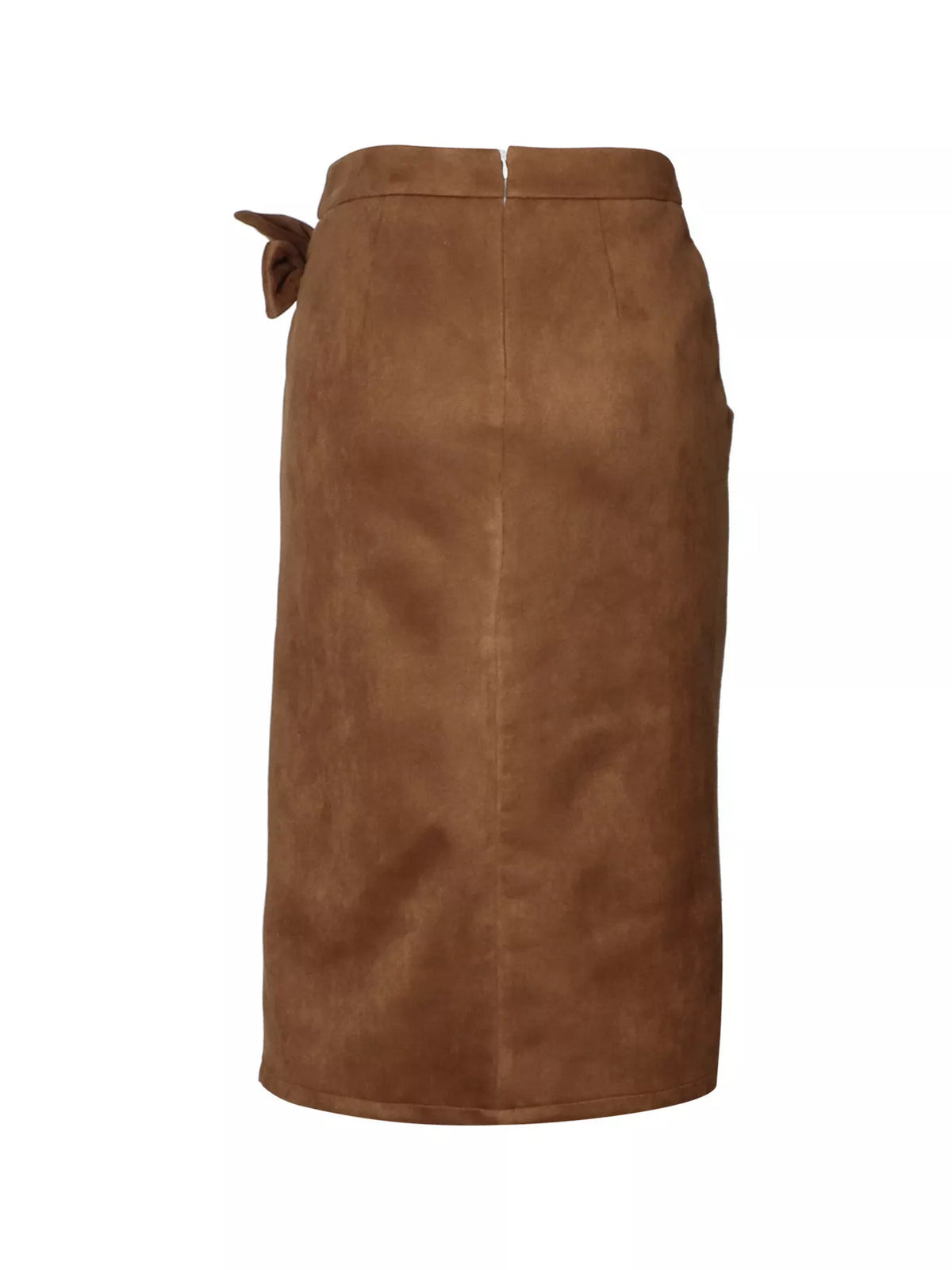 brown wrap midi skirt front view
