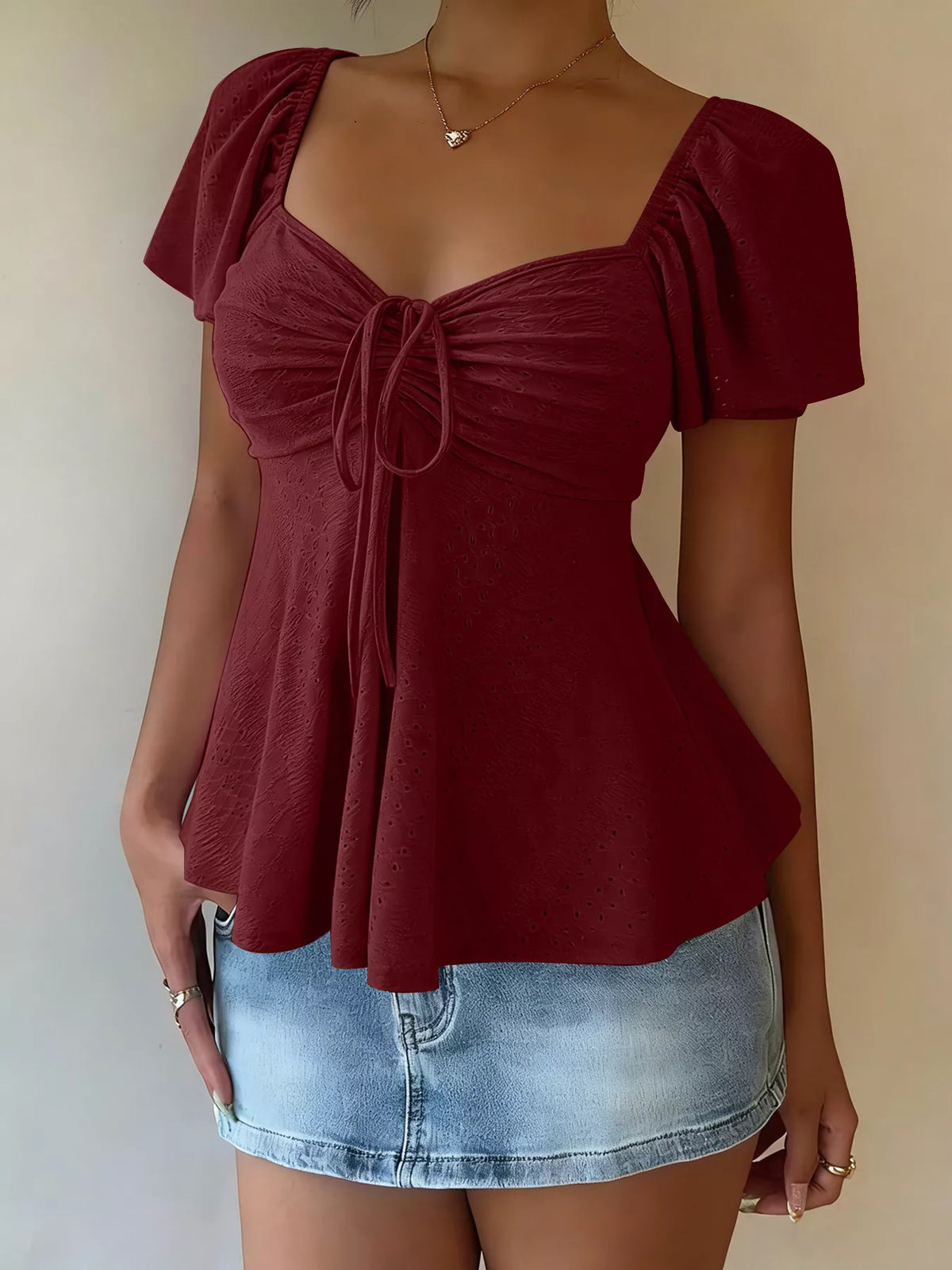 Flutter sleeve top styled with a skirt