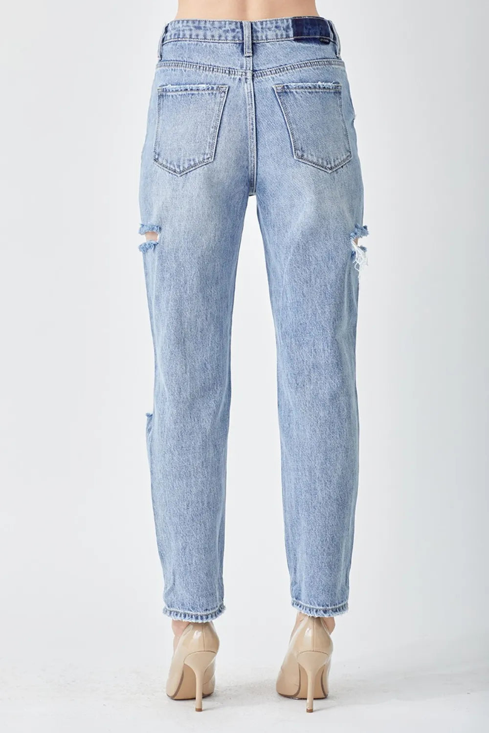 RISEN Distressed Slim Cropped Jeans – Trendy Full Size Denim - Fashorio