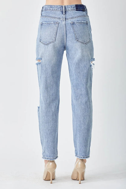 RISEN Distressed Slim Cropped Jeans – Trendy Full Size Denim - Fashorio