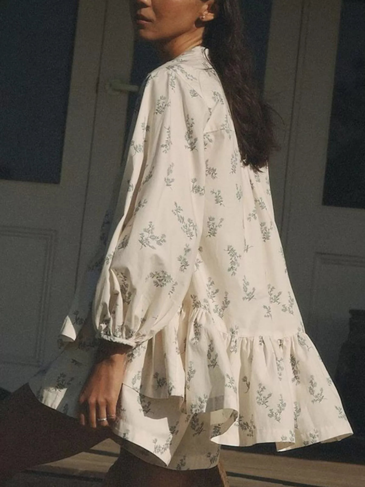 Floral balloon sleeve set full outfit