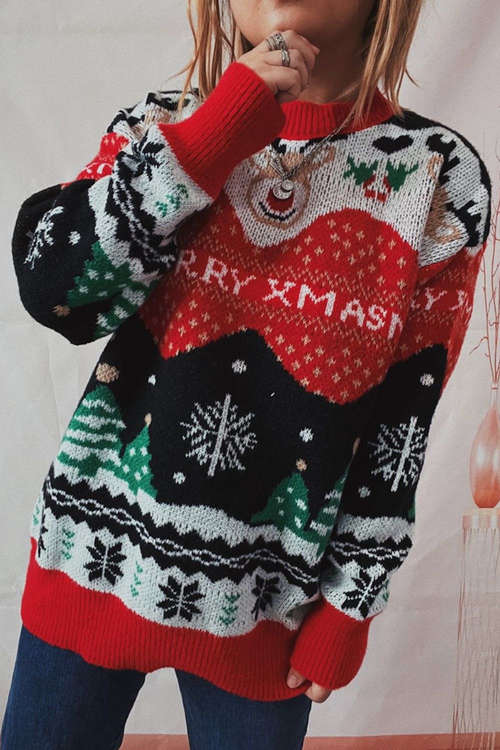 Christmas Element Long Sleeve Sweater - Fashorio