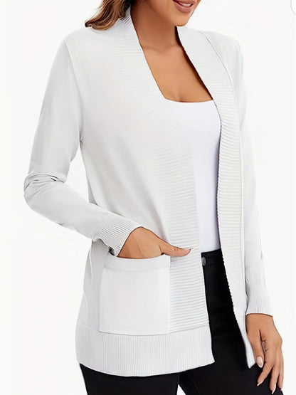 Open Front Long Sleeve Sweater Cardigan - Fashorio