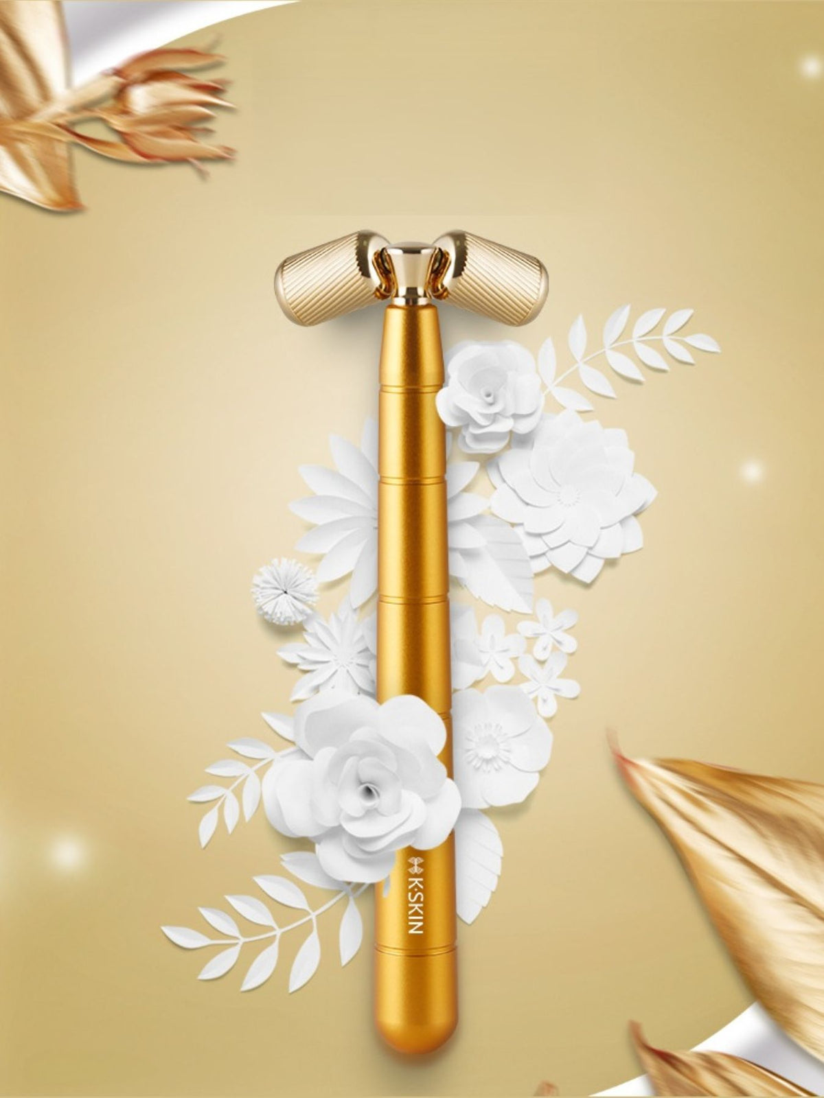 Facial roller massager beauty device gold