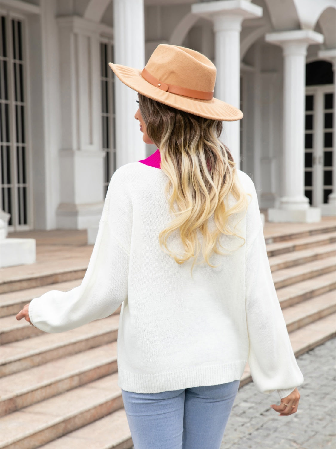 Angel Wings Heart Graphic Round Neck Sweater - Fashorio