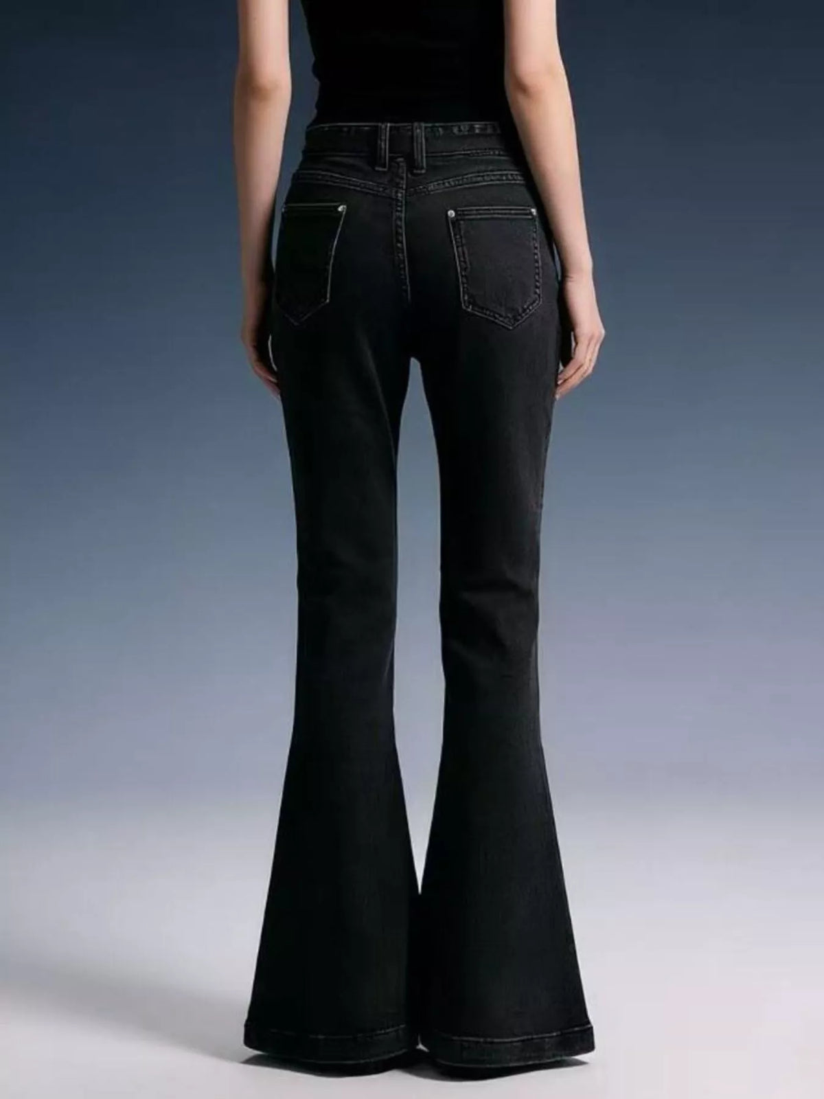 Flared leg hem detail