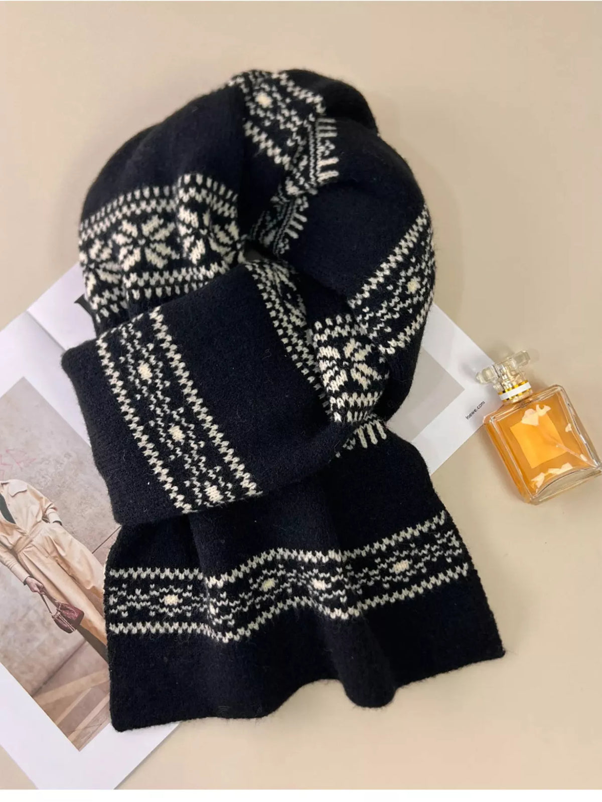 Knitted winter scarf looped for warmth