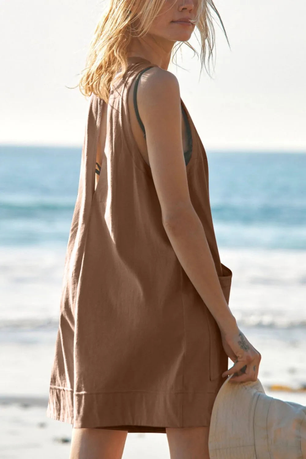 Sleeveless romper angled view