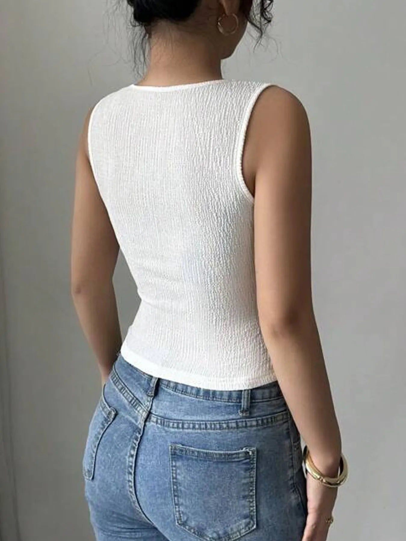 Flower Square Neck Tank - Fashorio