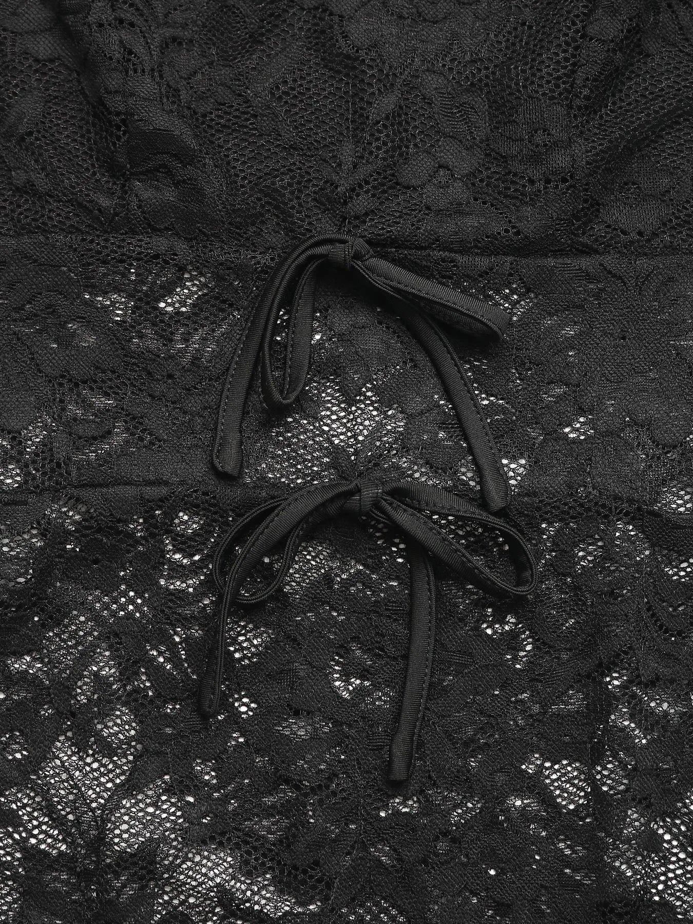 Lace Long Sleeve V-Neck Bodysuit - Fashorio