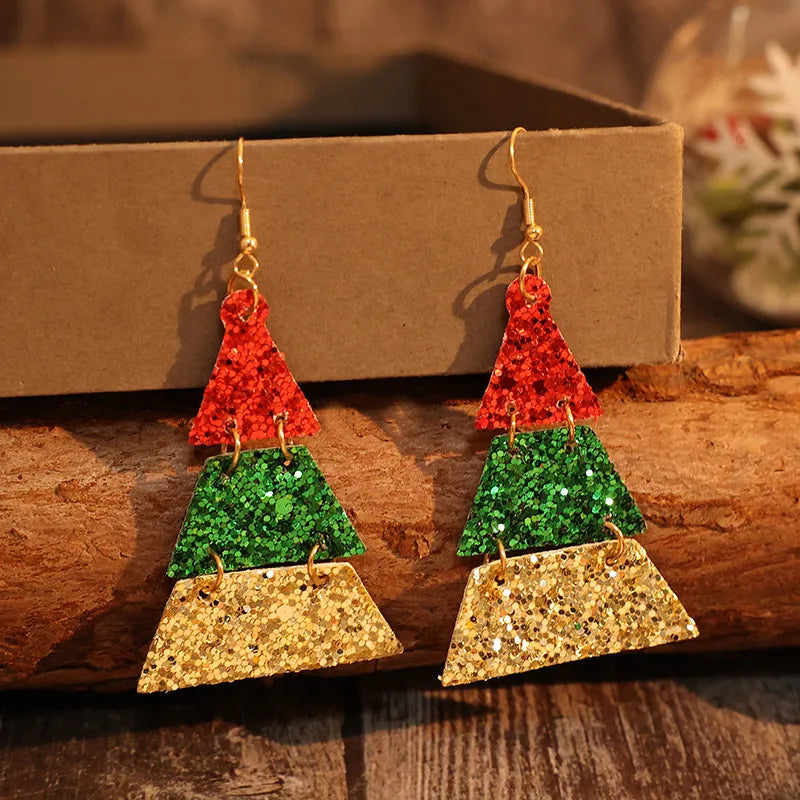 Faux Leather Sequin Earrings side view