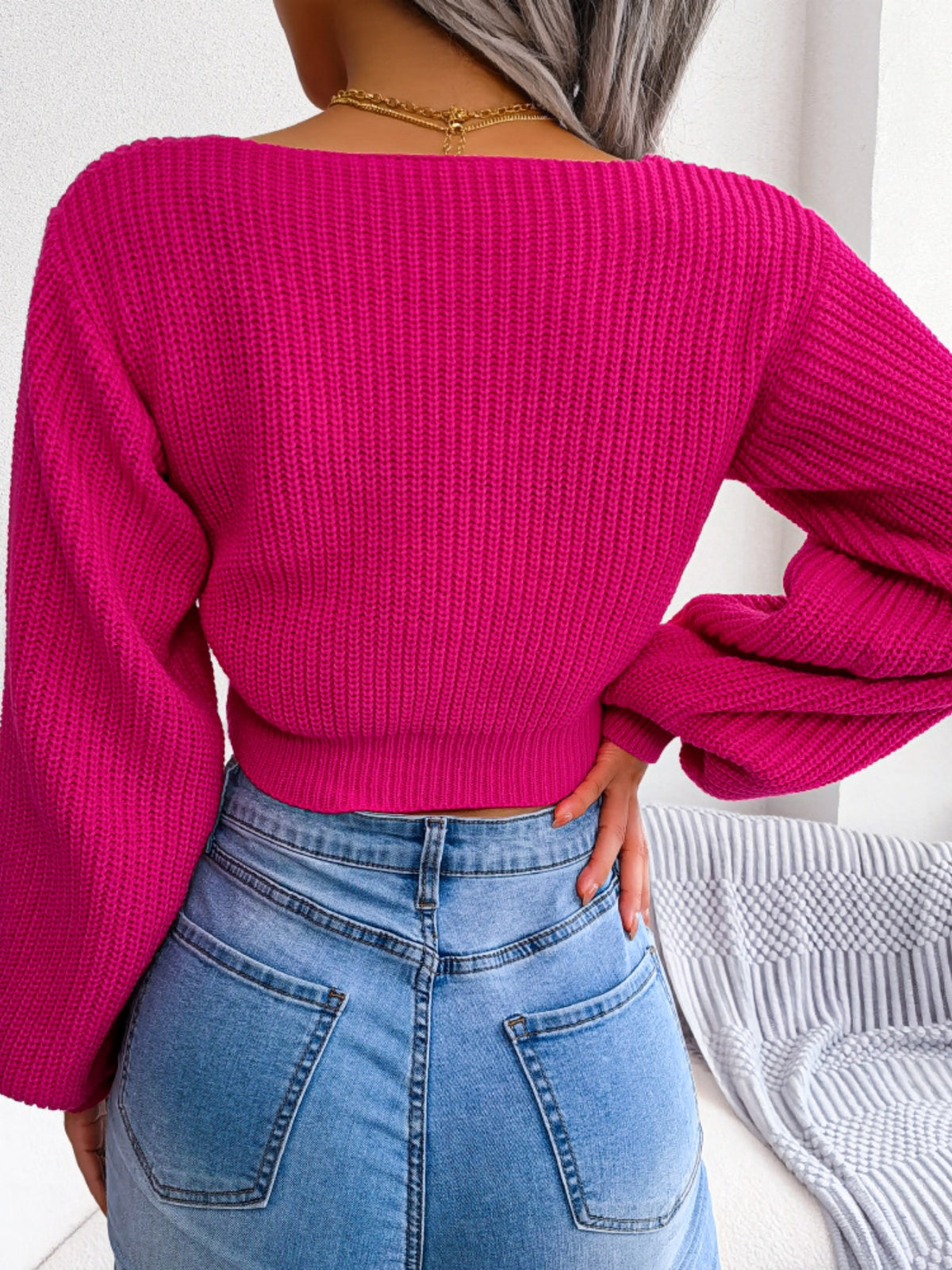 Cropped sweater back view