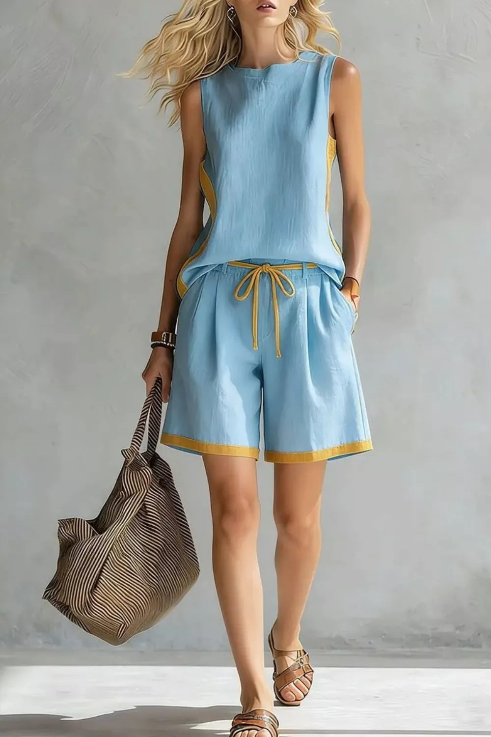Contrast trim set styled outfit