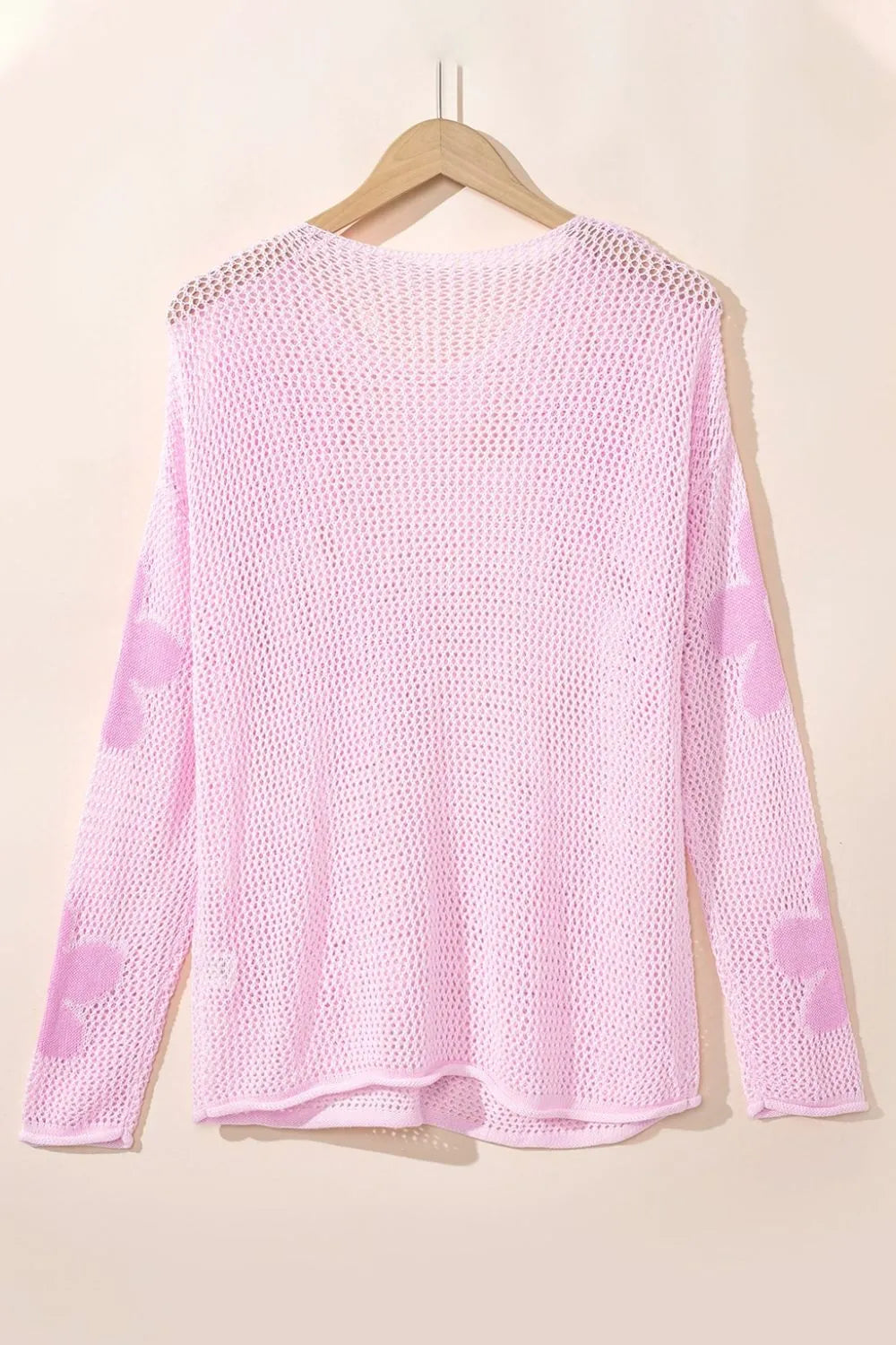 Openwork Round Neck Floral Knit Kimono Cover Up, view 9