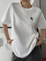 Round Neck Short Sleeve T-Shirt Ivory - Fashorio