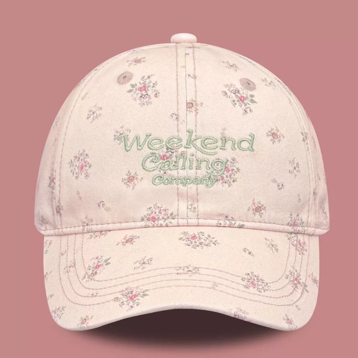 Back view of the floral print baseball cap