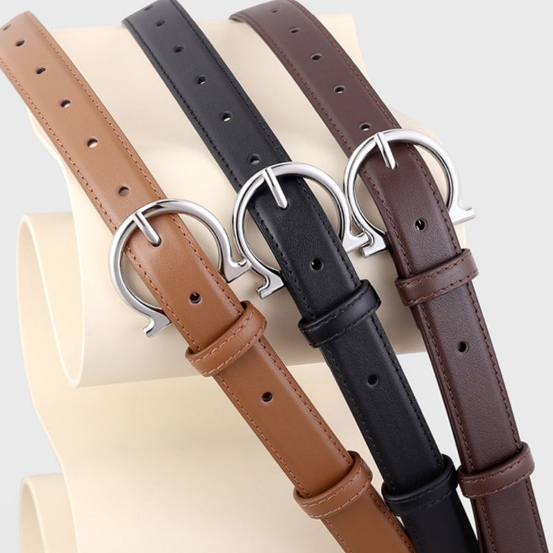 Buckle leather belt coiled flat