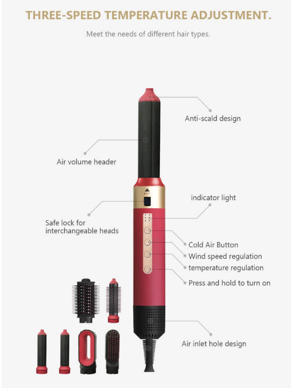Hot air brush in use on hair