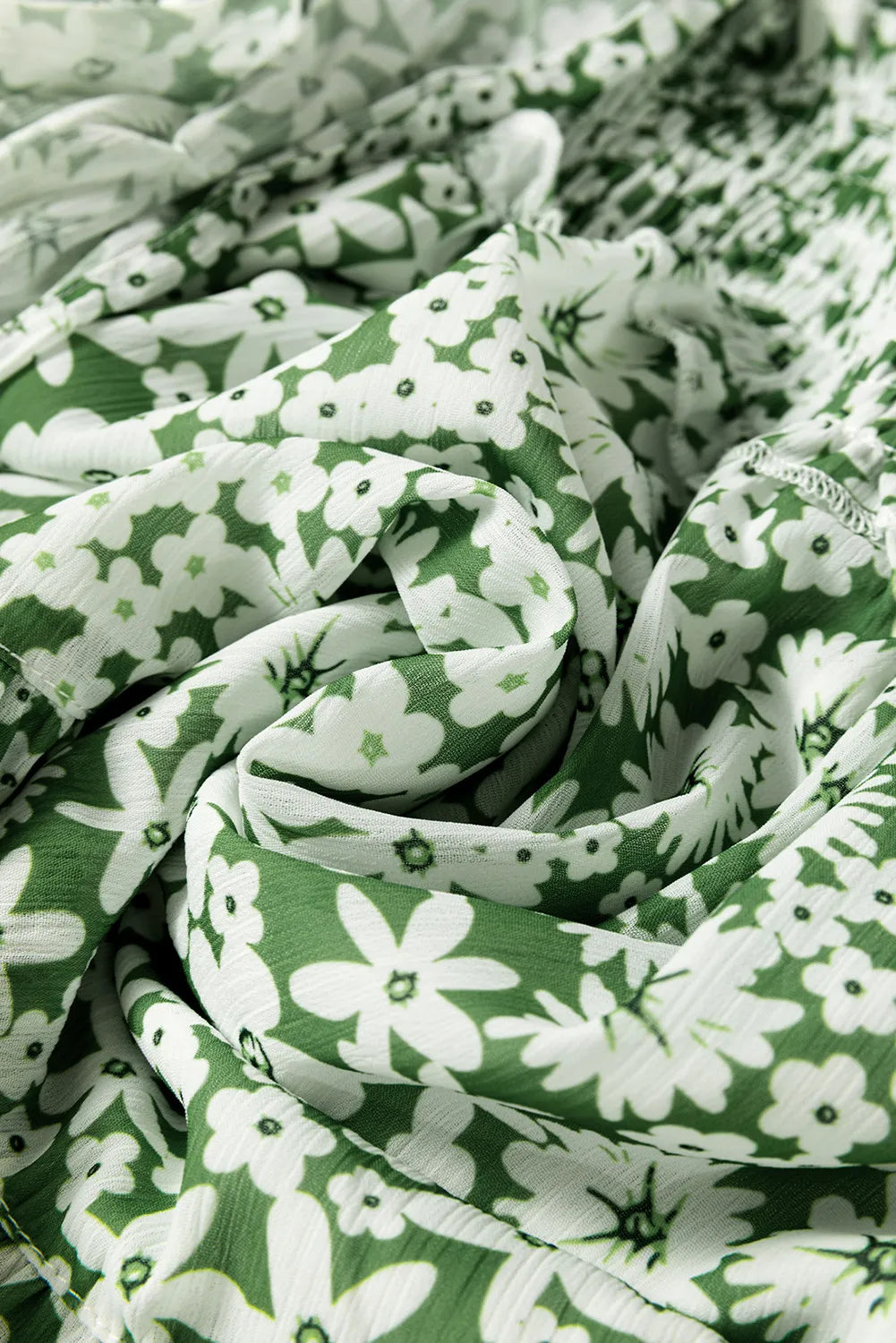 Floral square neck dress close up