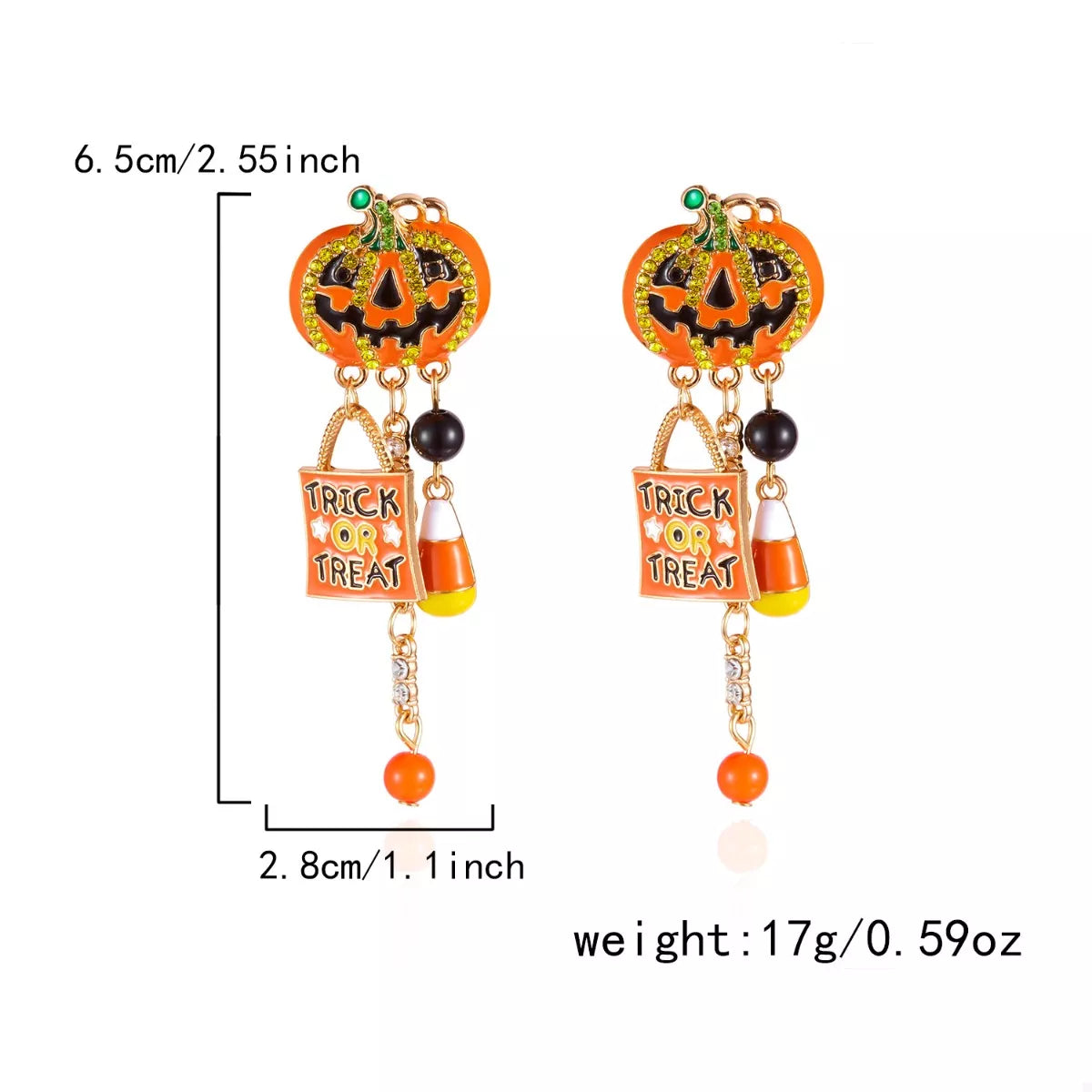 Halloween Rhinestone Pumpkin Drop Earrings - Fashorio