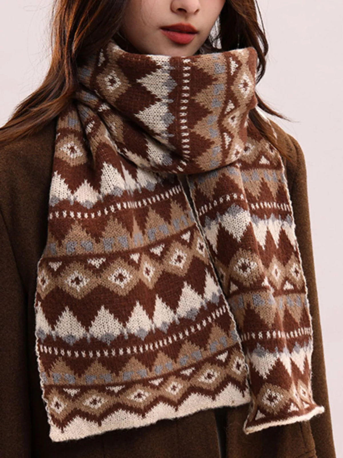 Full length view of the vintage geometric scarf