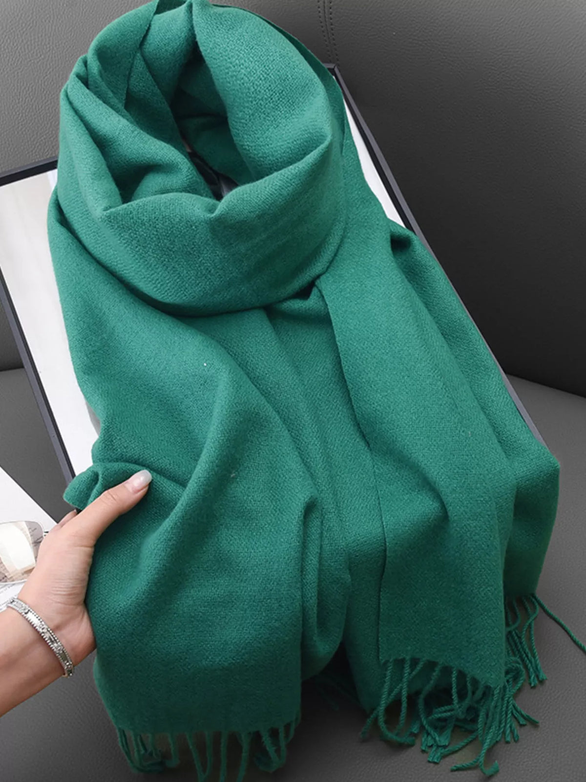 Solid color fringe scarf color option nine
