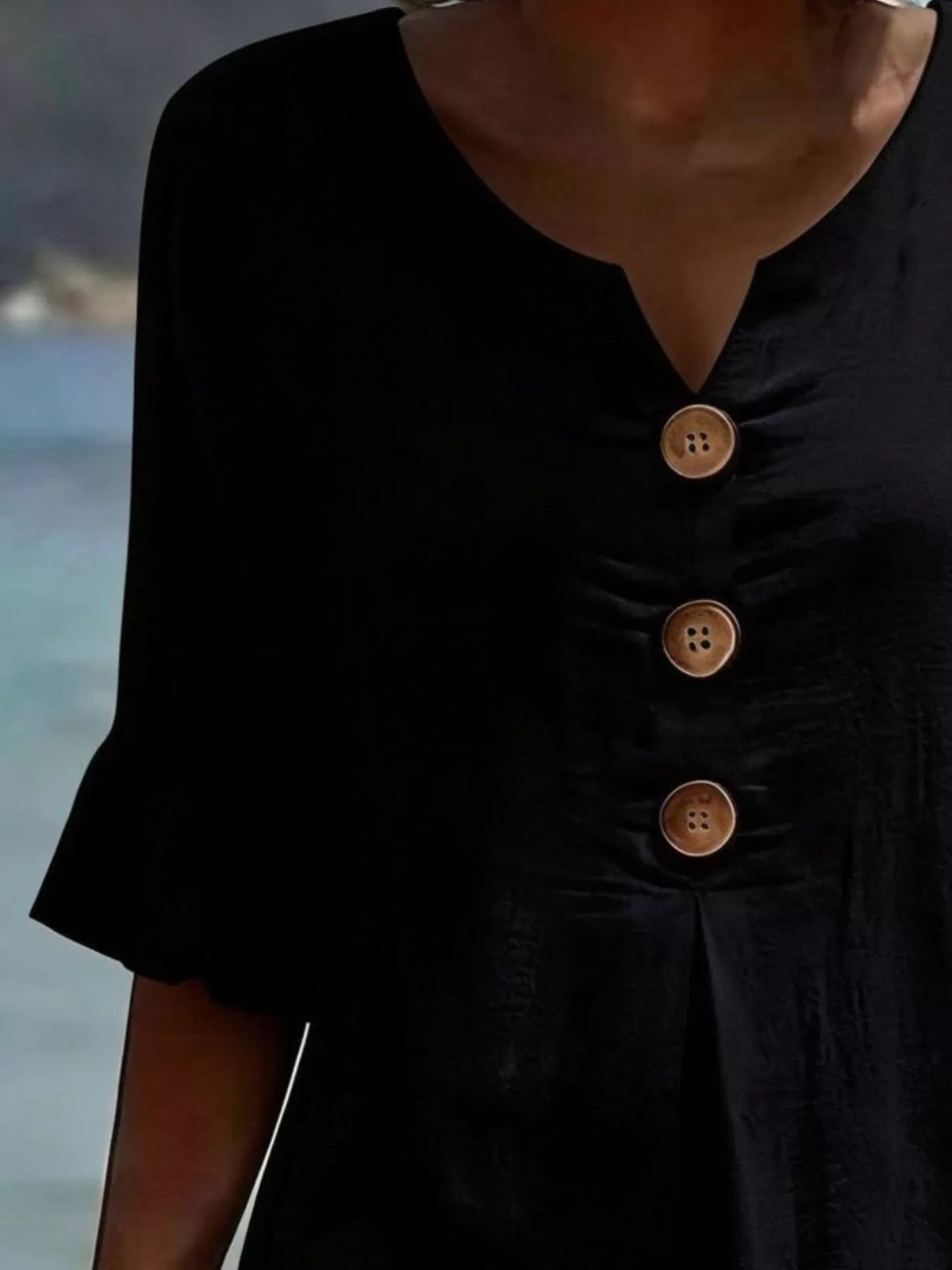 Close up of the decorative button detail