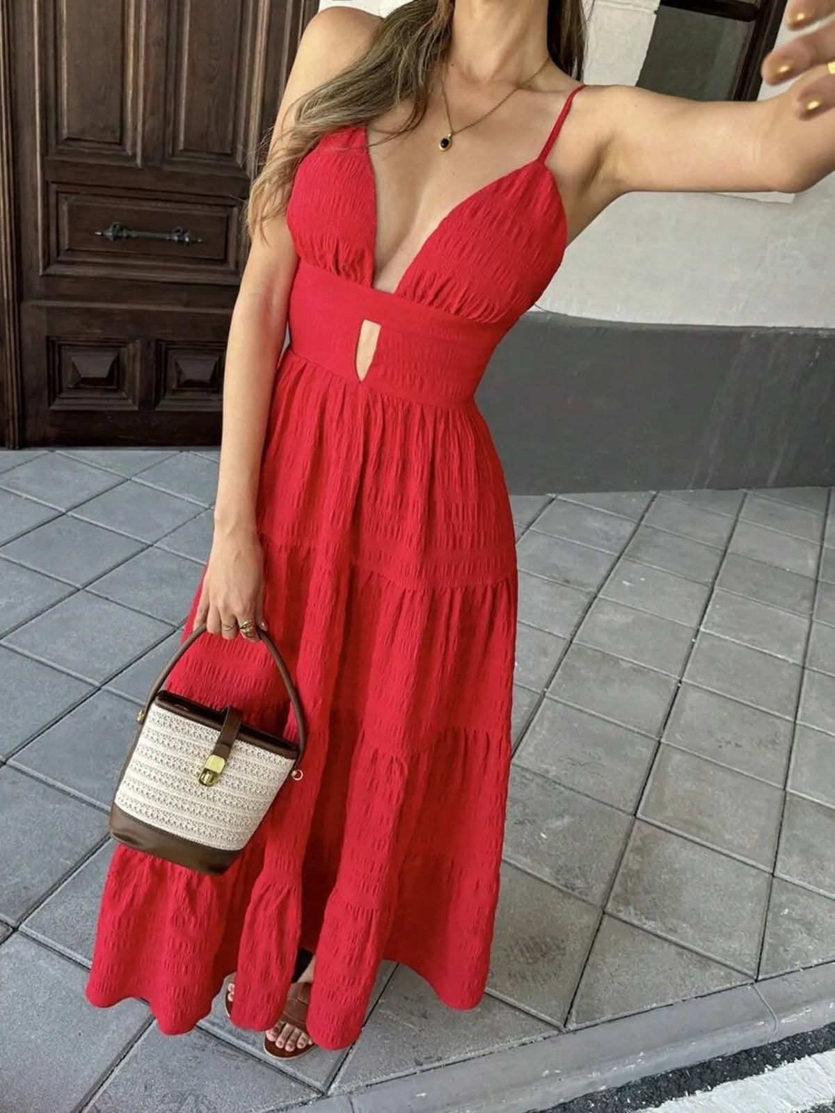 Tiered Cutout Detail Maxi Dress side view