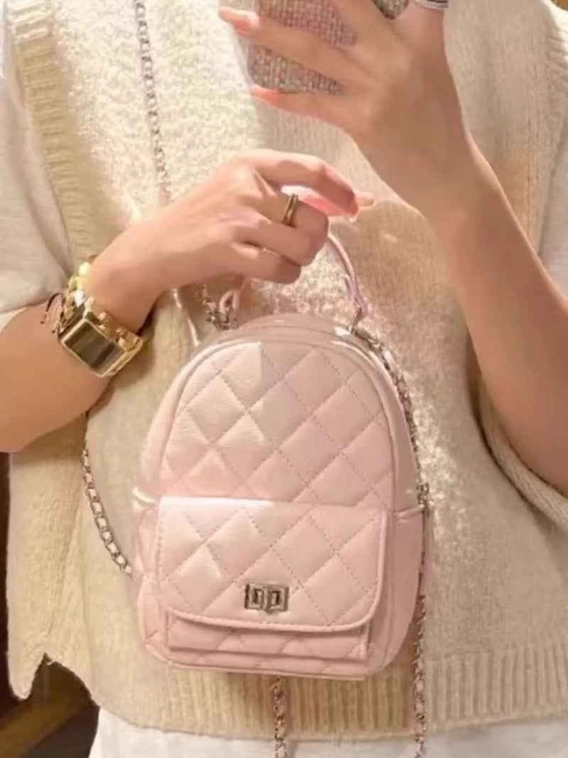 Quilted mini backpack front view