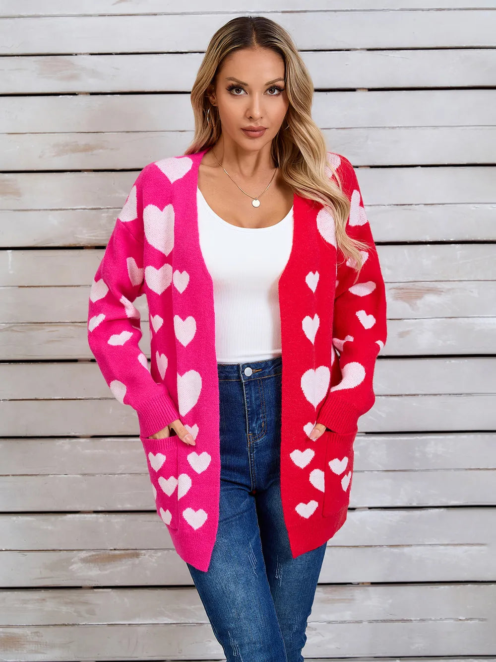 Angel Wings Heart Open Front Long Sleeve Cardigan - Fashorio