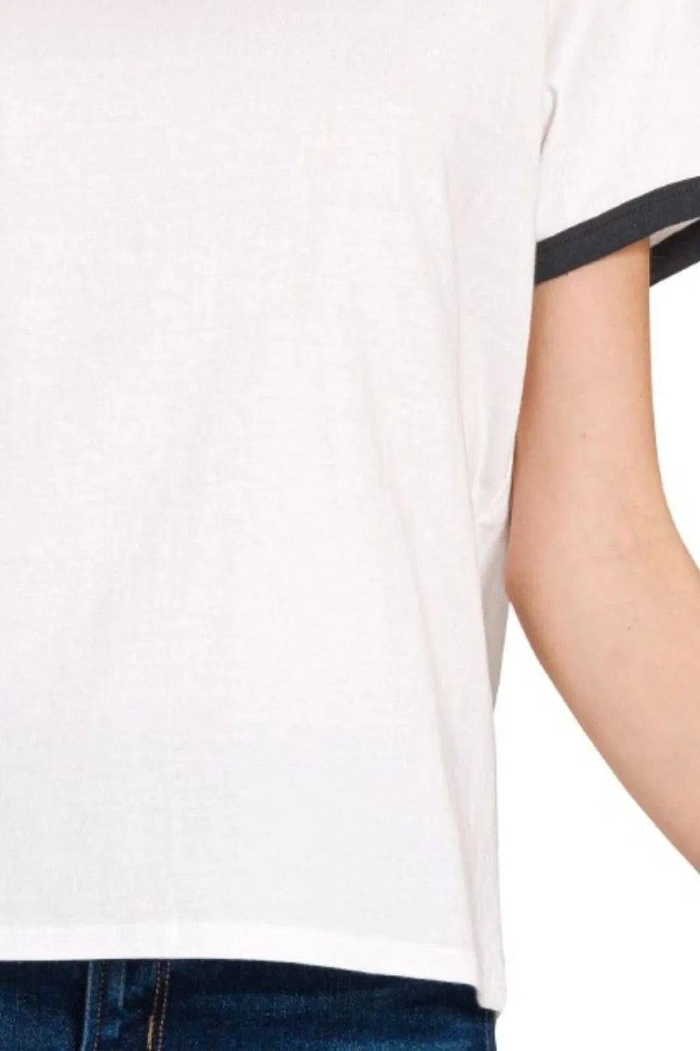 Zenana Contrast Binding Short Sleeve Tee Shirts - Fashorio