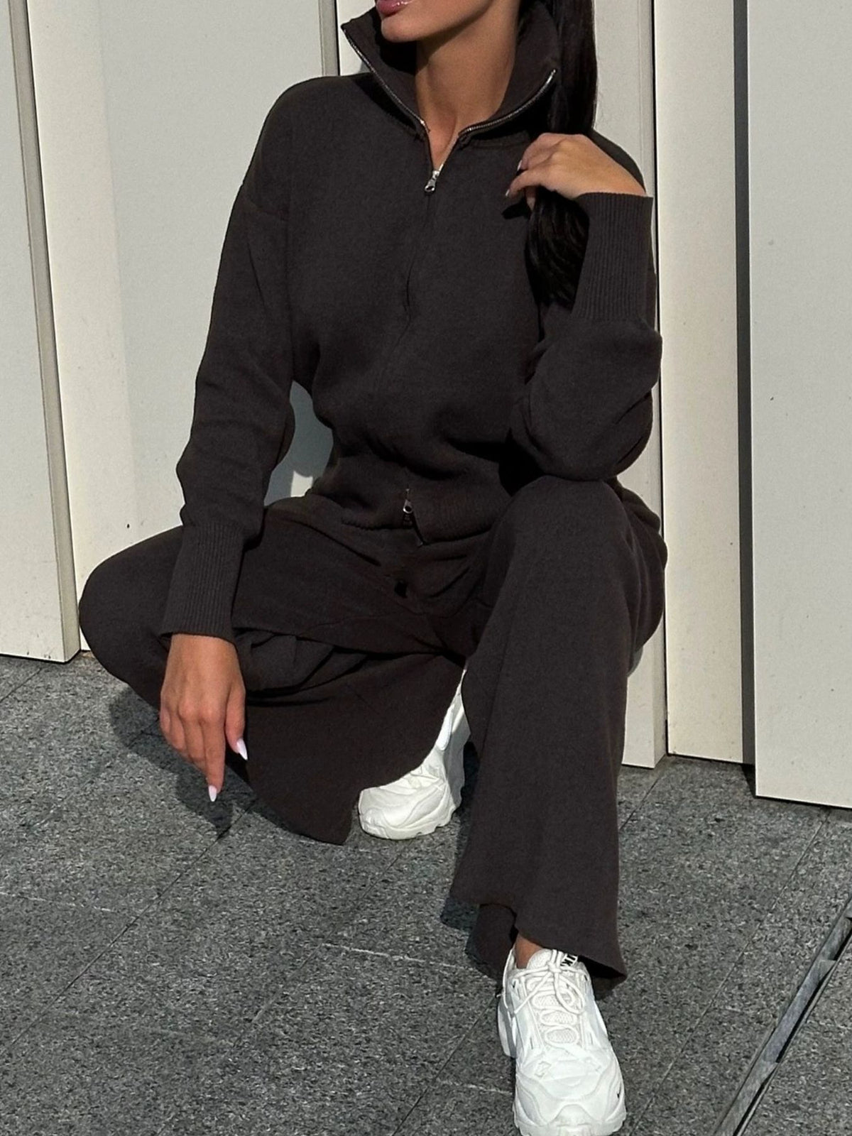 Zip Up Outerwear and Wide Leg Pants Set, view 7