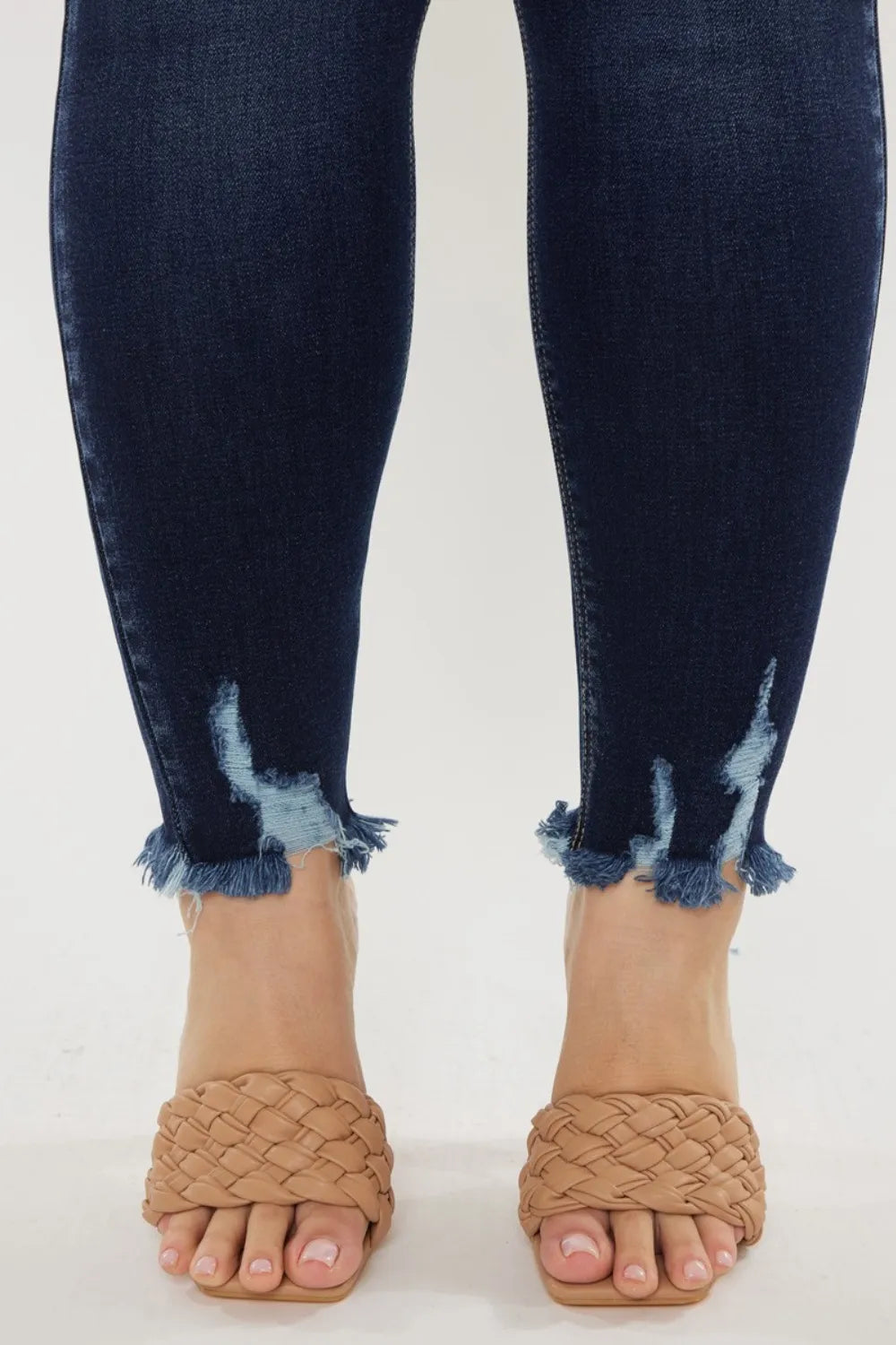 Dark wash high waist skinny denim view