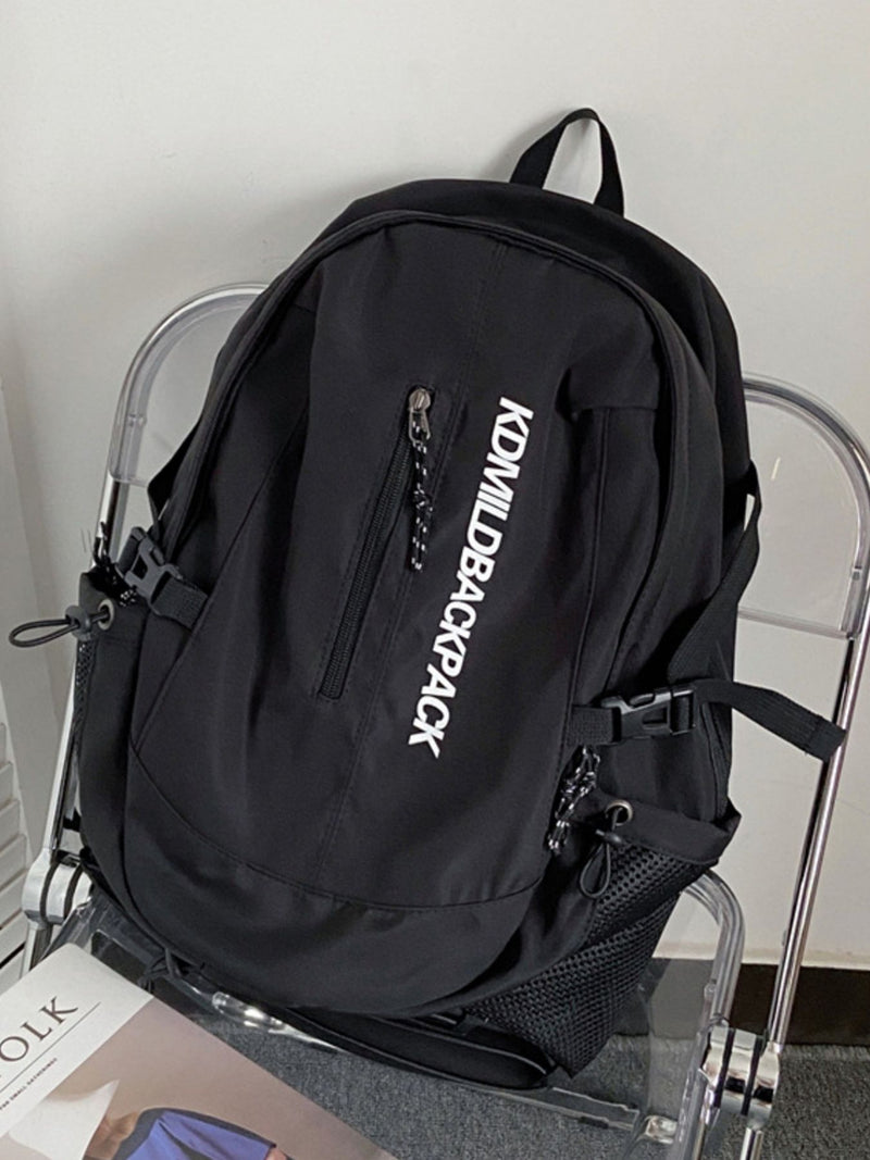 Letter print casual nylon backpack front view