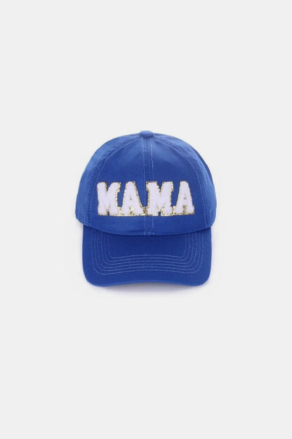 MAMA Chenille Patch Baseball Cap Classic Blue One Size - Fashorio